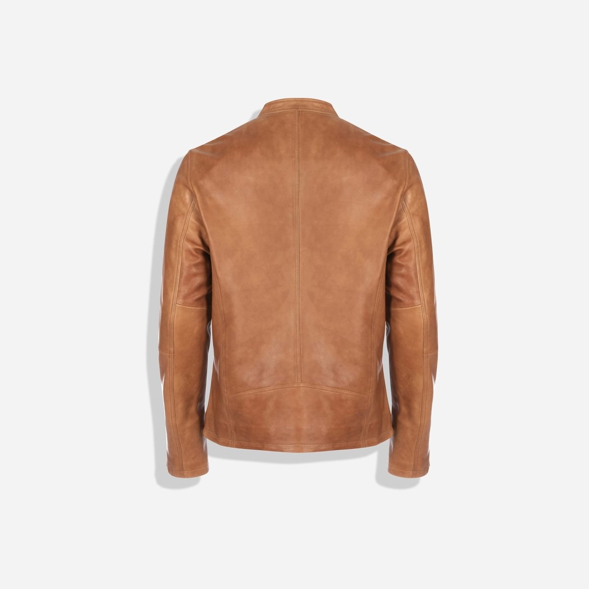 Burton Mandarin Collar Leather Jacket, Distressed Tan