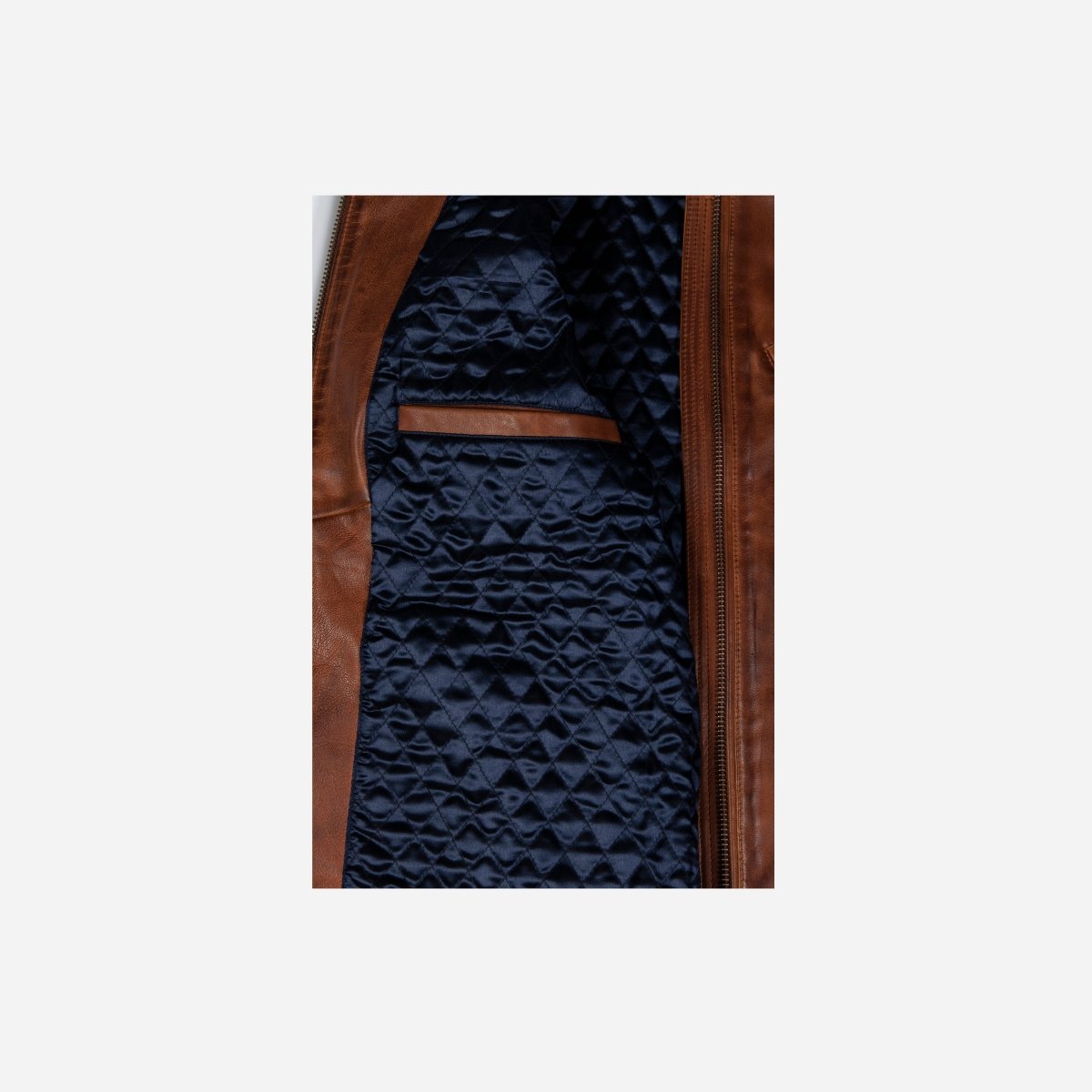 Mandarin Collar Leather Jacket