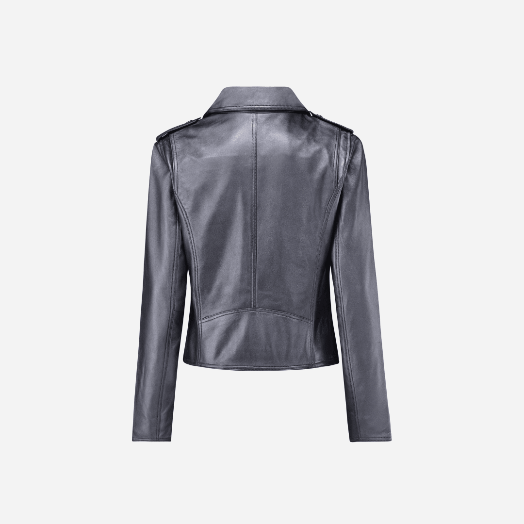 Tracey Biker Jacket, Metallic Silver