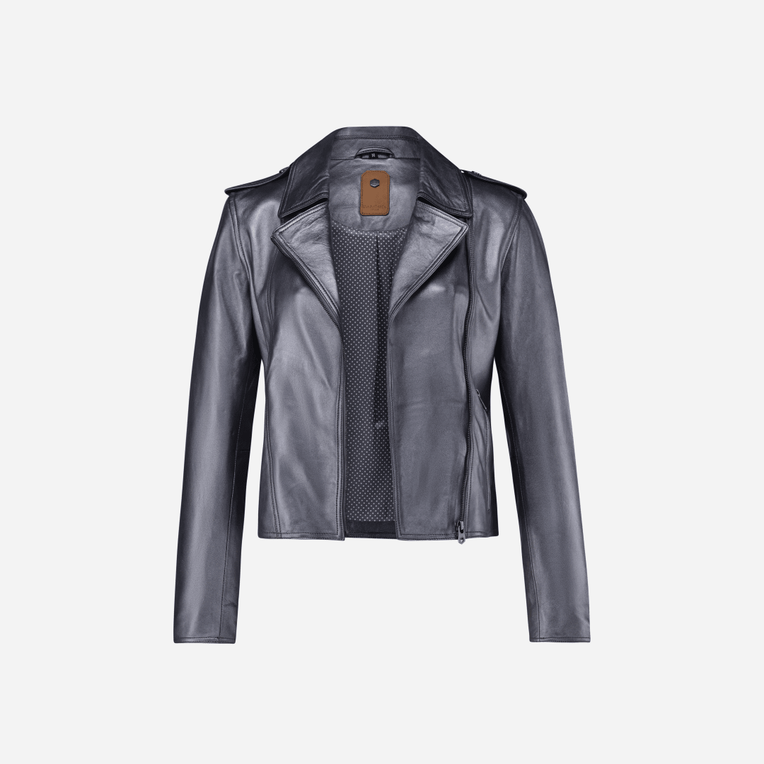 Tracey Biker Jacket, Metallic Silver