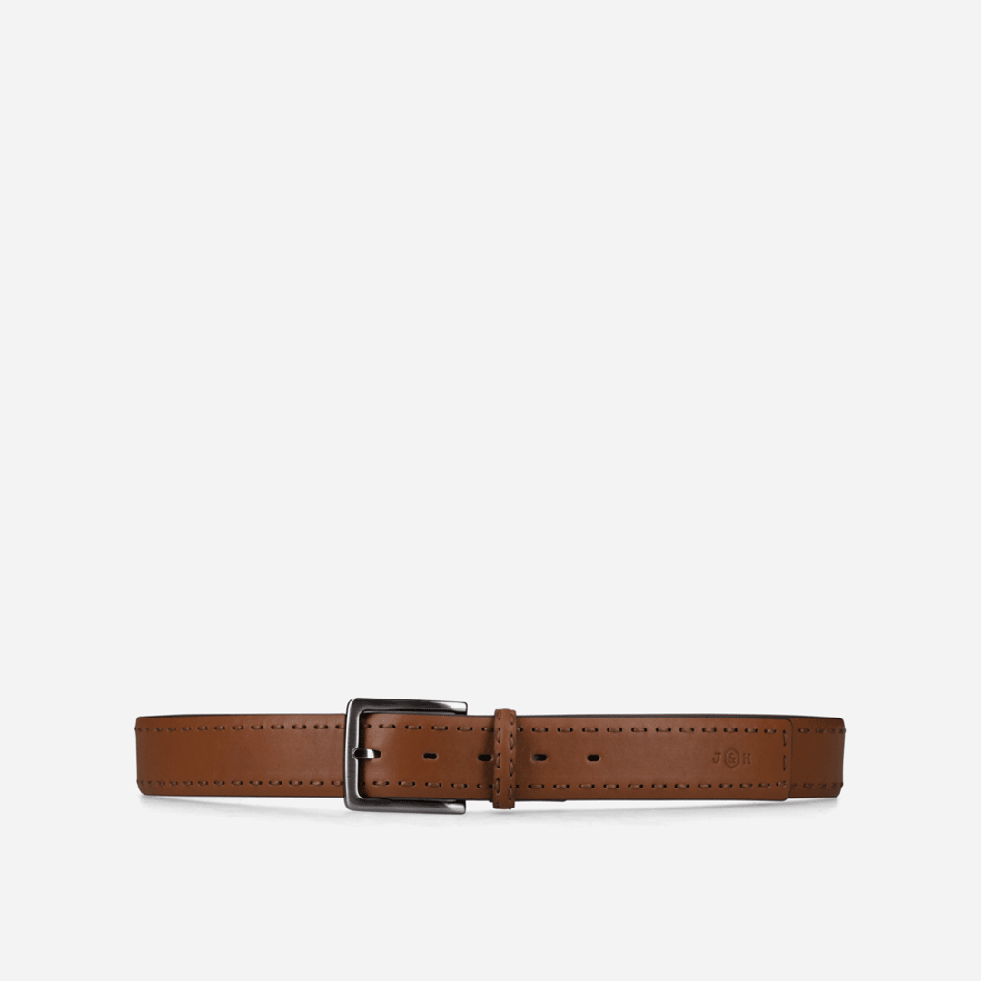 Delta, Men's Detailed leather Belt in Tan - Jekyll and Hide SA, front image