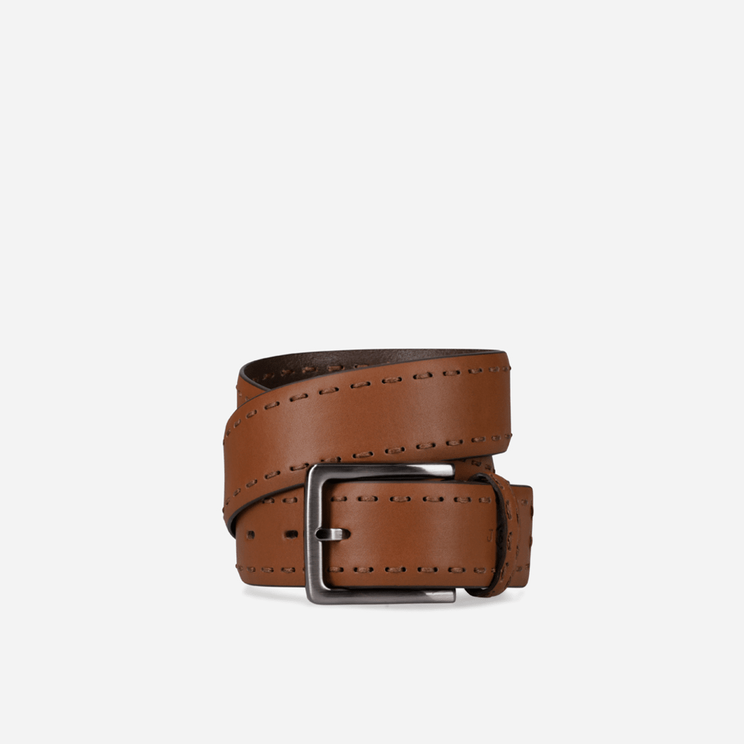 Delta, Men's Detailed leather Belt in Tan - Jekyll and Hide SA, rolled up image