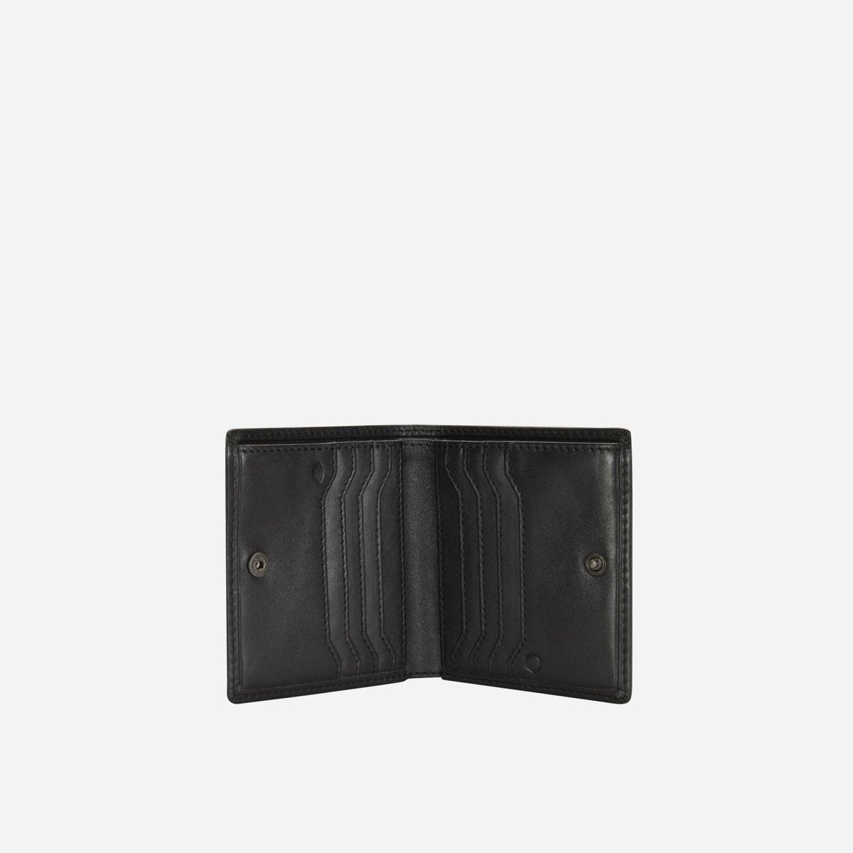 Jekyll and Hide slim bifold card holder in black with coin pocket, crafted from premium leather, inside image