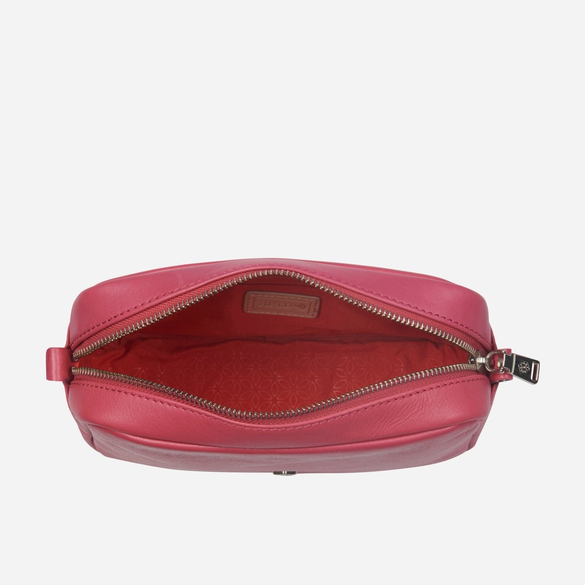 Slim Ladies Leather Crossbody, Flamingo