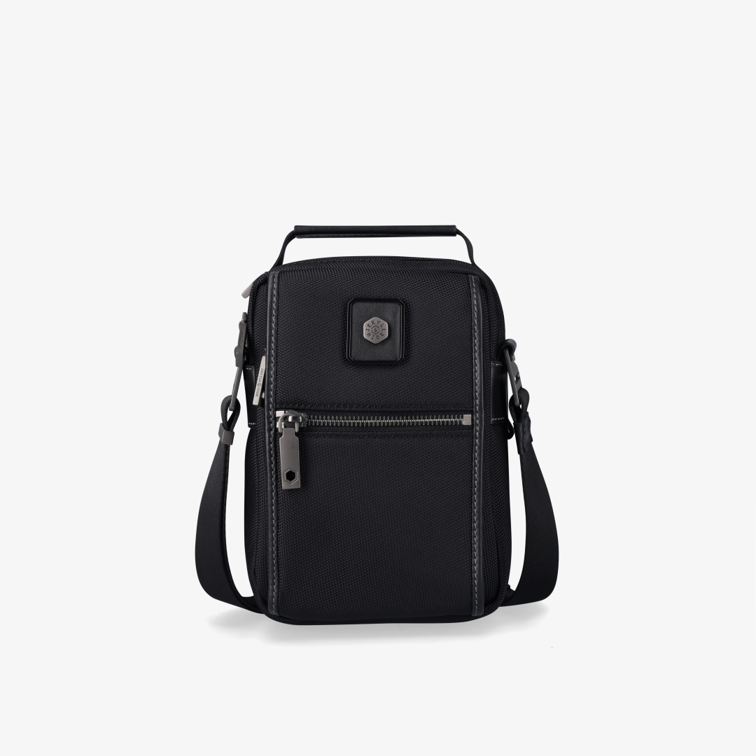 Slim Nylon Crossbody Bag, Black