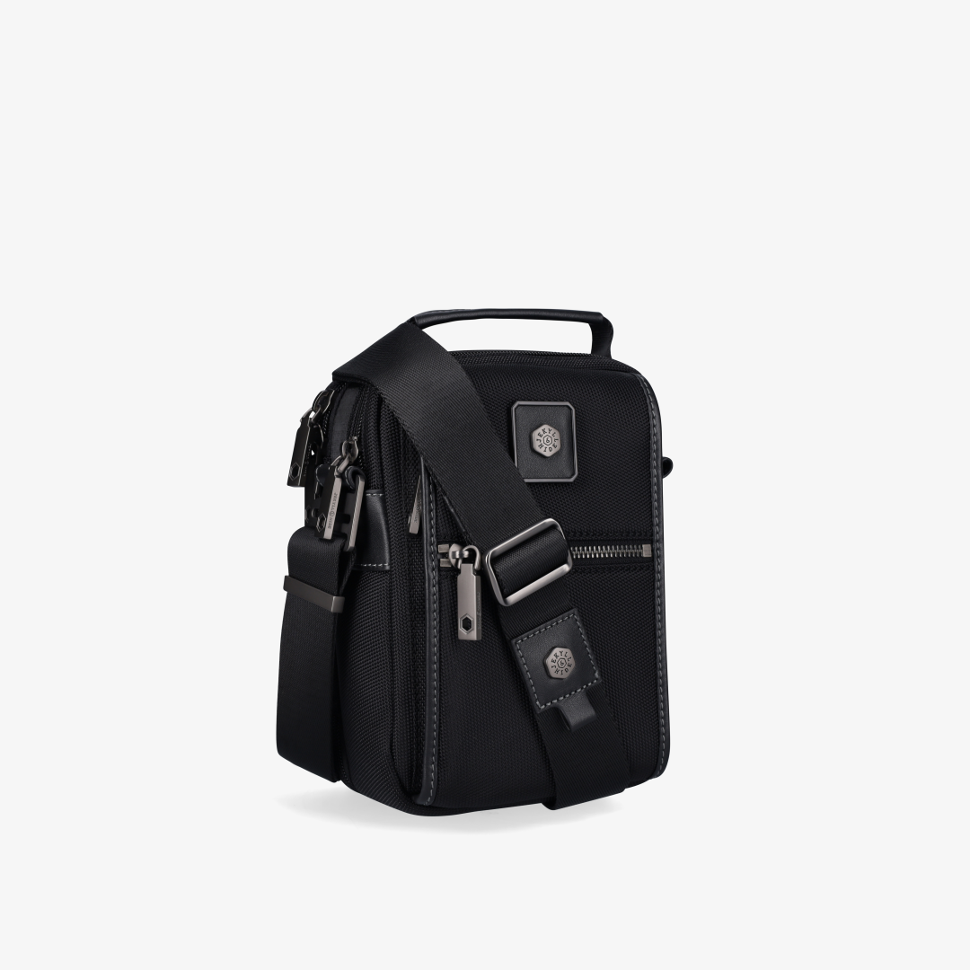 Slim Nylon Crossbody Bag, Black