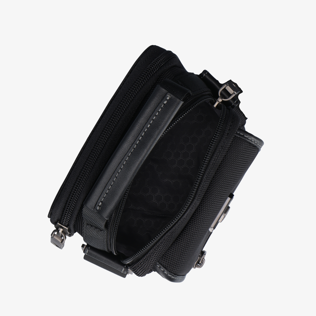 Slim Nylon Crossbody Bag, Black