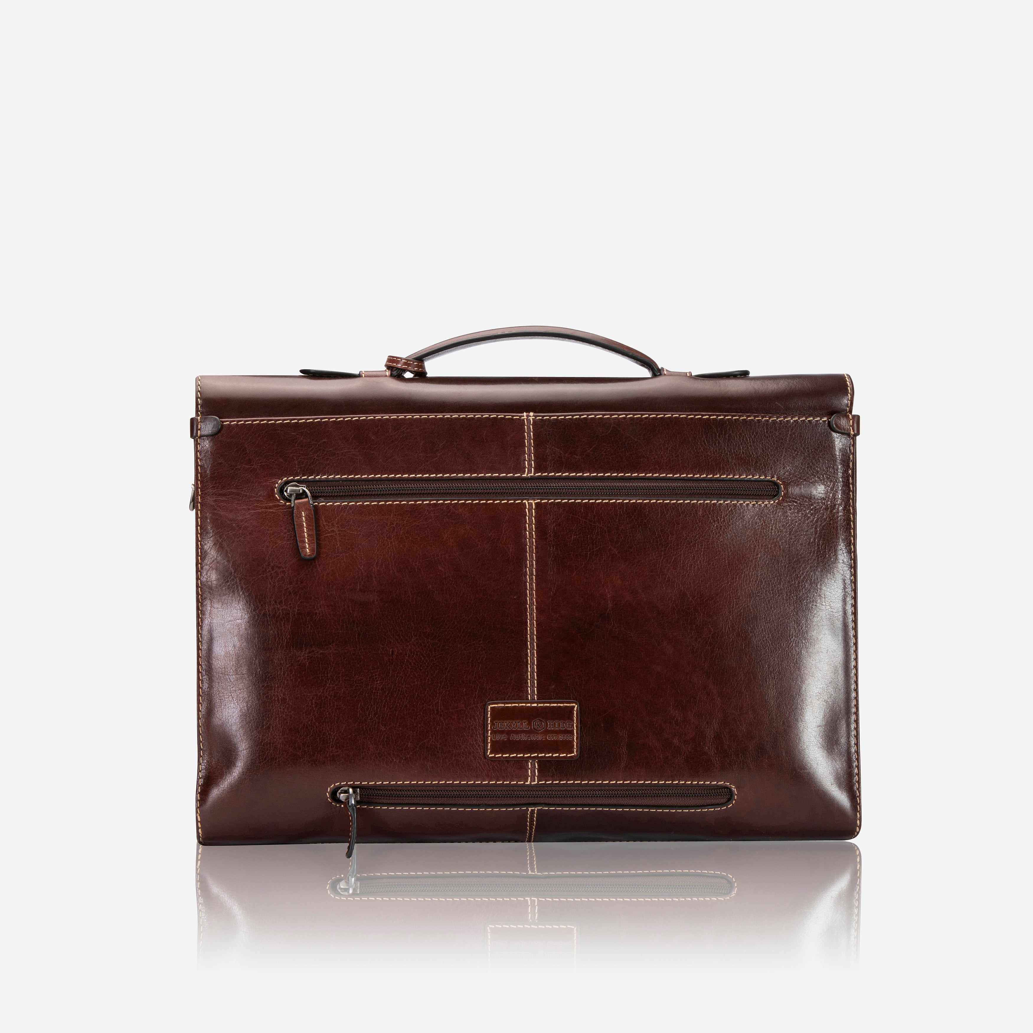Oxford Extra Slim Double Compartment Business Briefcase, Tobacco
