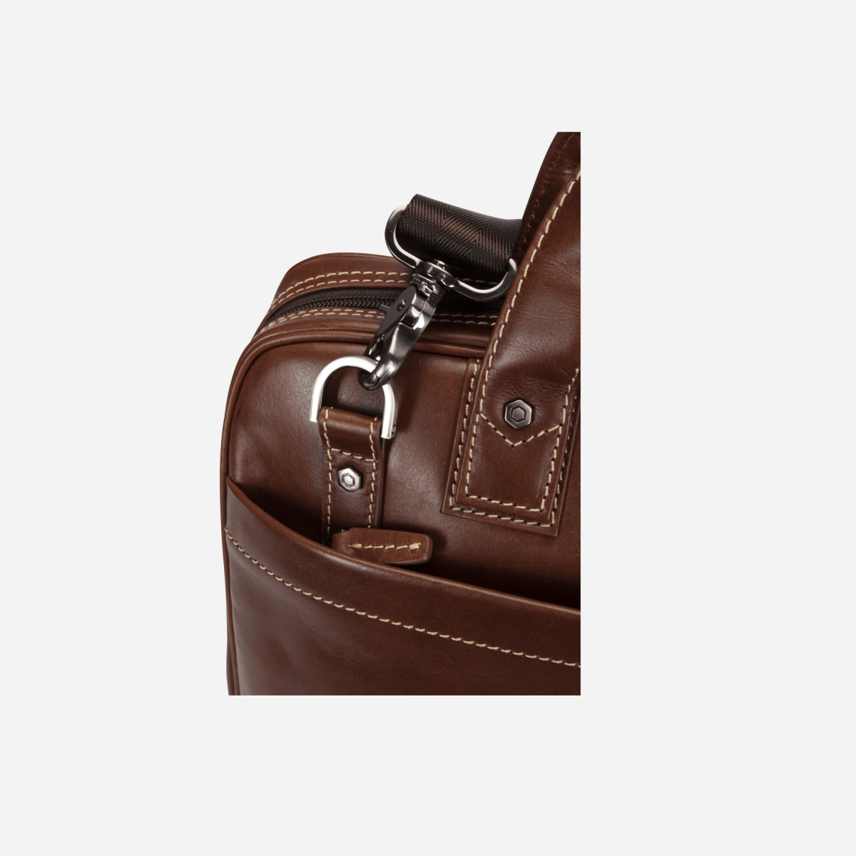 Large Multi Compartment laptop Briefcase in Espresso colour- Jekyll and Hide SA, detailed image