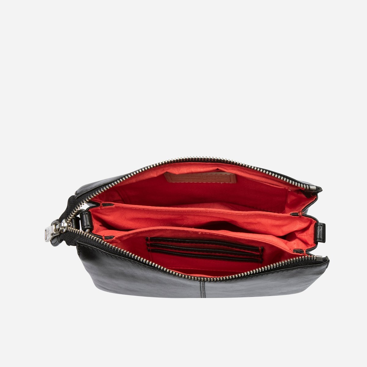 Slim Ladies Leather Crossbody, Black