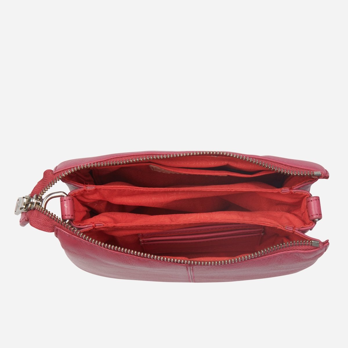 Slim Ladies Leather Crossbody, Flamingo