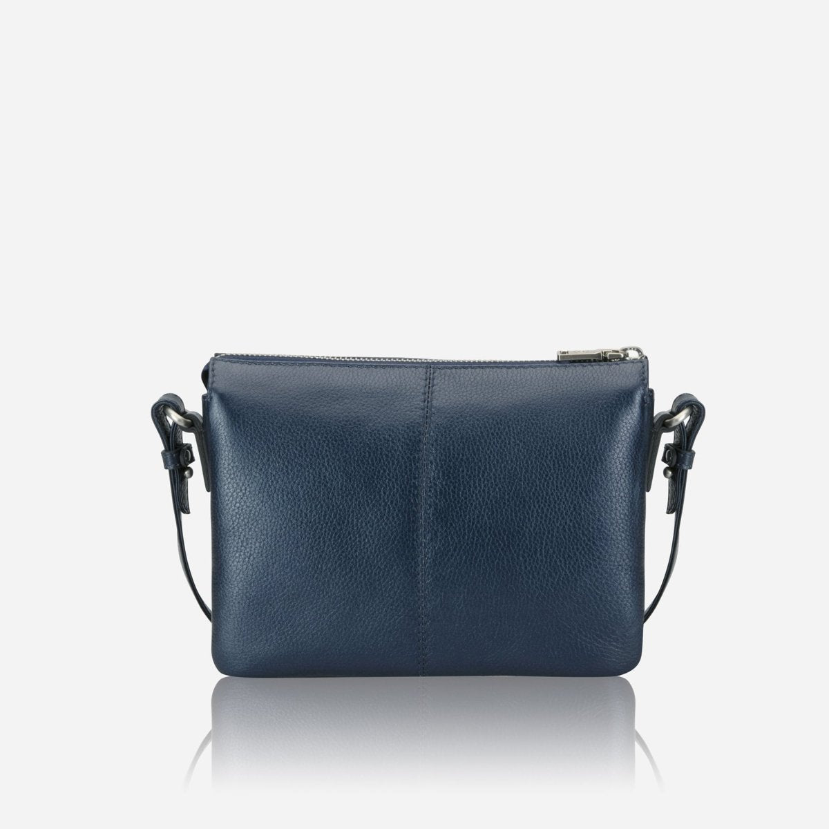 Slim Ladies Leather Crossbody, Metallic Indigo