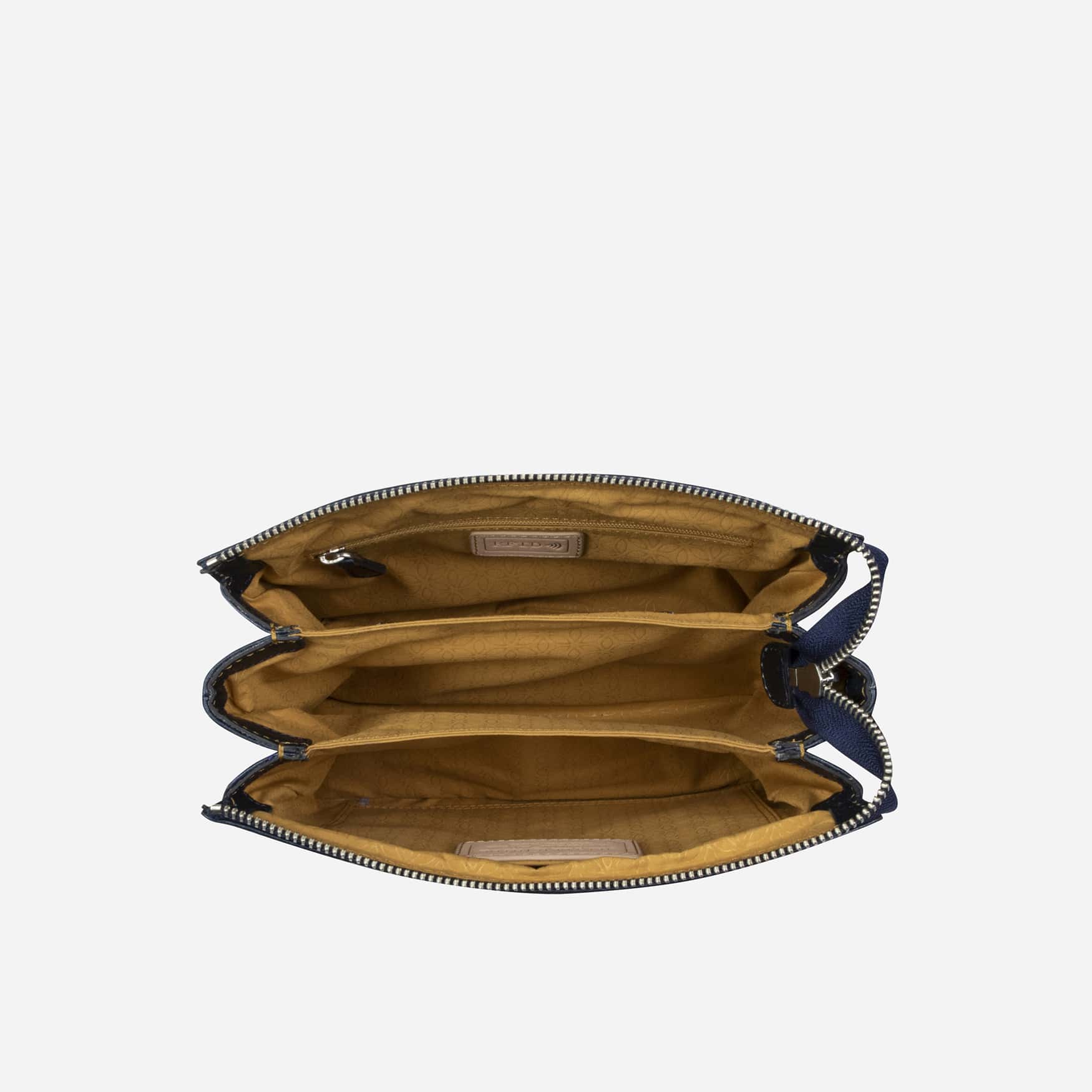 Slim Ladies Leather Crossbody, Metallic Indigo