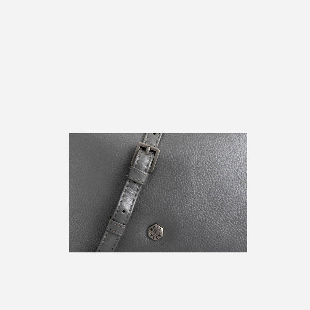 Slim Ladies Leather Crossbody, Metallic Silver