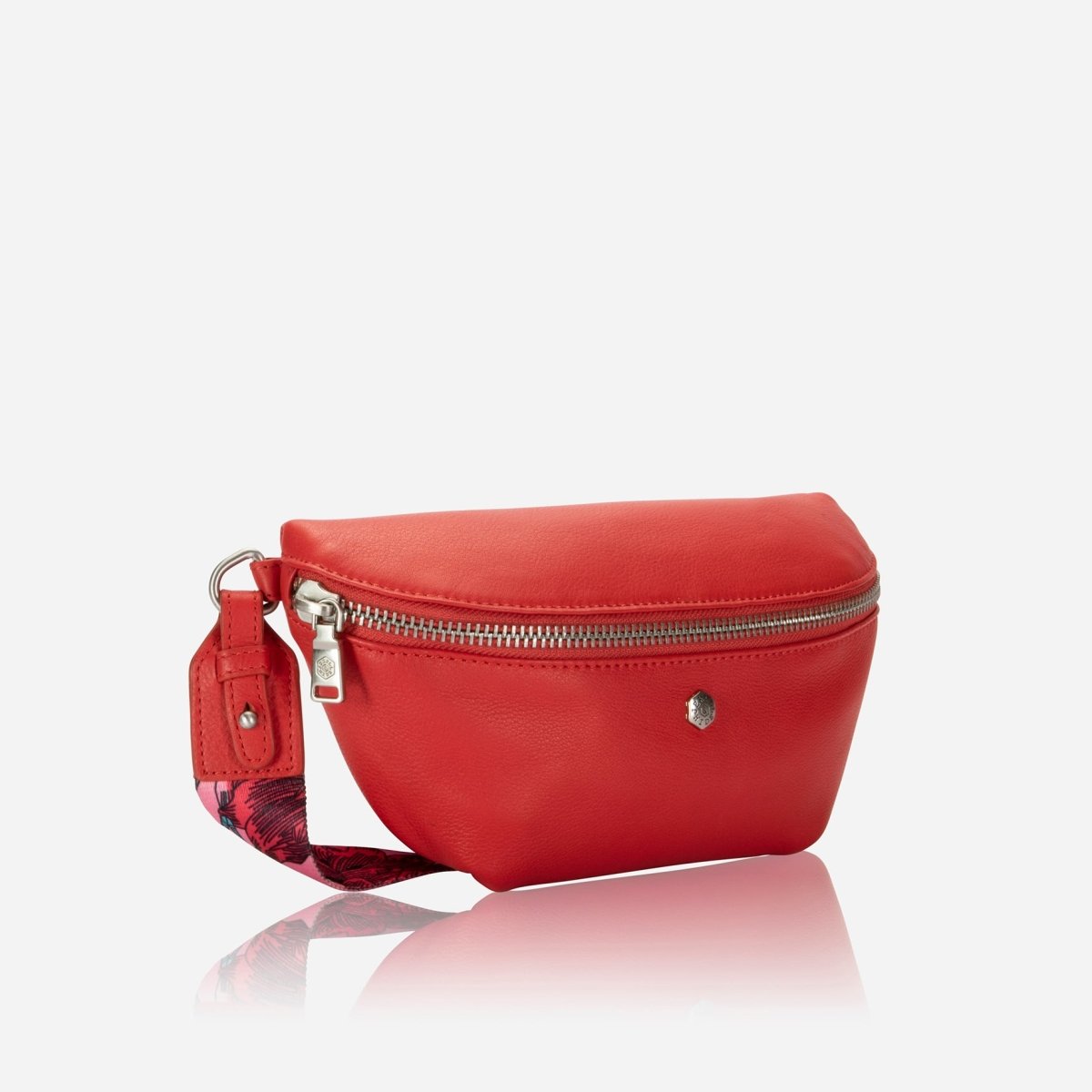 Osaka Slim Ladies Leather Waist Bag, Candy Apple