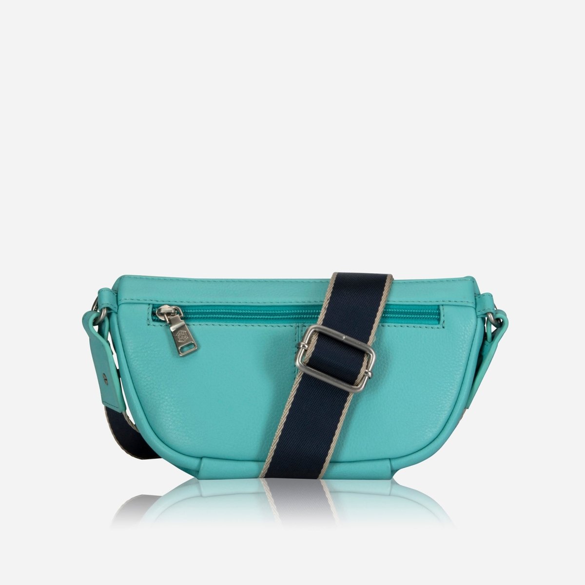 Osaka Slim Ladies Leather Waist Bag, Blue Beetle