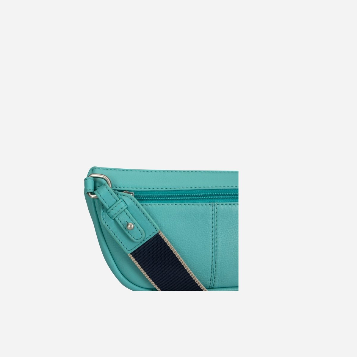 Osaka Slim Ladies Leather Waist Bag, Blue Beetle