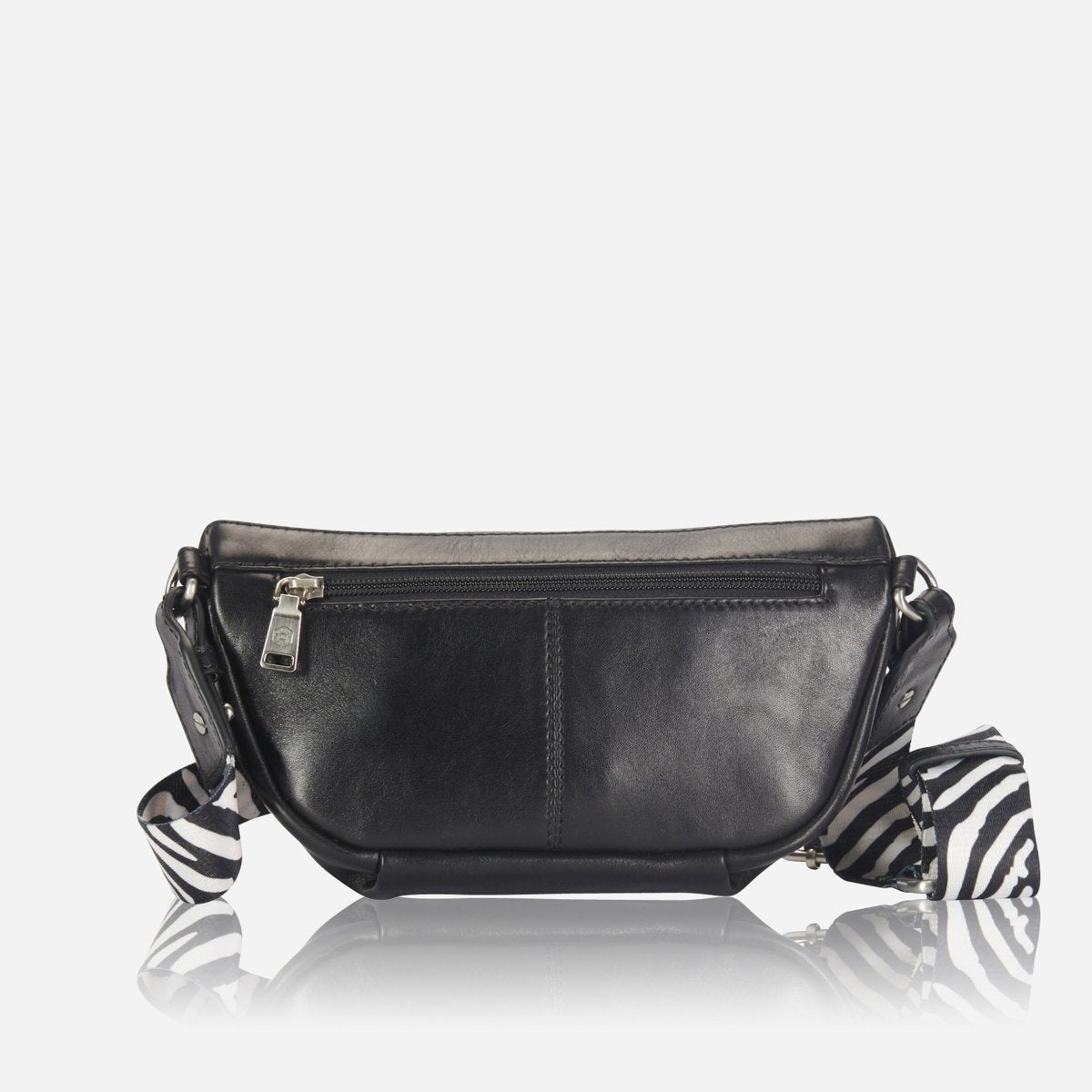 Osaka Slim Ladies Leather Waist Bag, Black