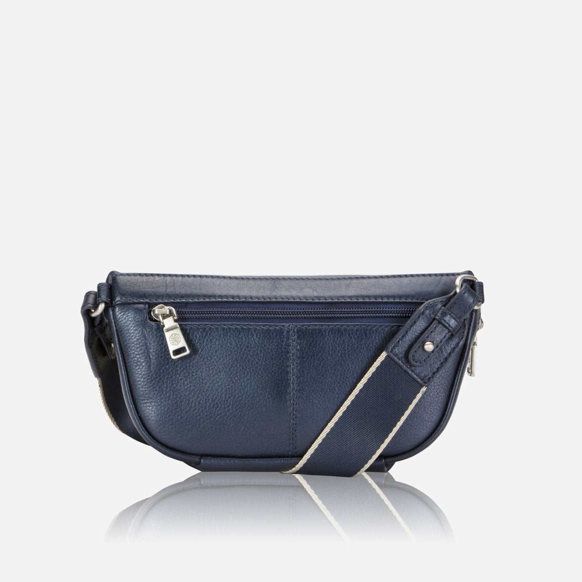 Osaka Slim Ladies Leather Waist Bag, Metallic Indigo