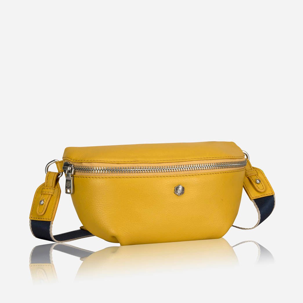 Osaka Slim Ladies Leather Waist Bag, Sunflower Yellow