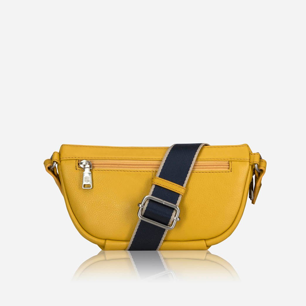 Osaka Slim Ladies Leather Waist Bag, Sunflower Yellow