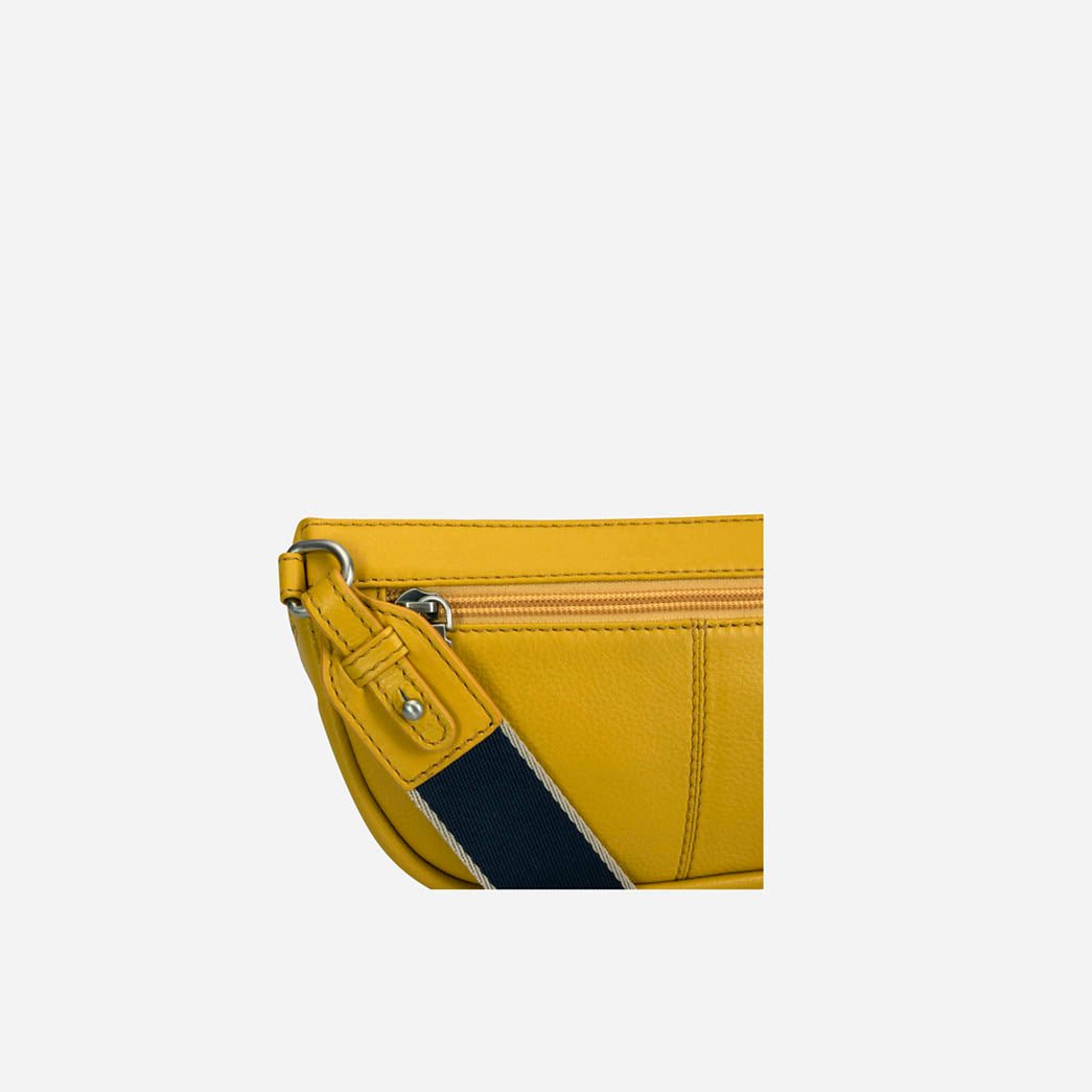 Osaka Slim Ladies Leather Waist Bag, Sunflower Yellow