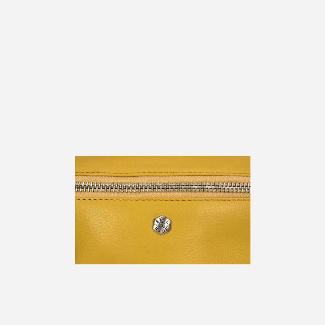 Osaka Slim Ladies Leather Waist Bag, Sunflower Yellow