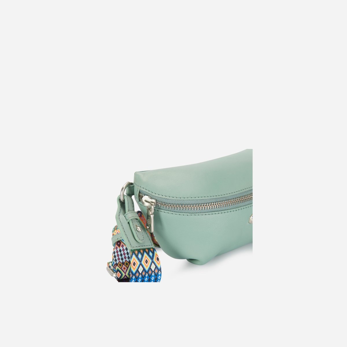 Osaka Slim Ladies Leather Waist Bag, Eucalyptus