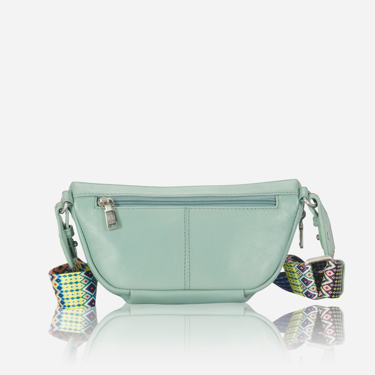 Osaka Slim Ladies Leather Waist Bag, Eucalyptus