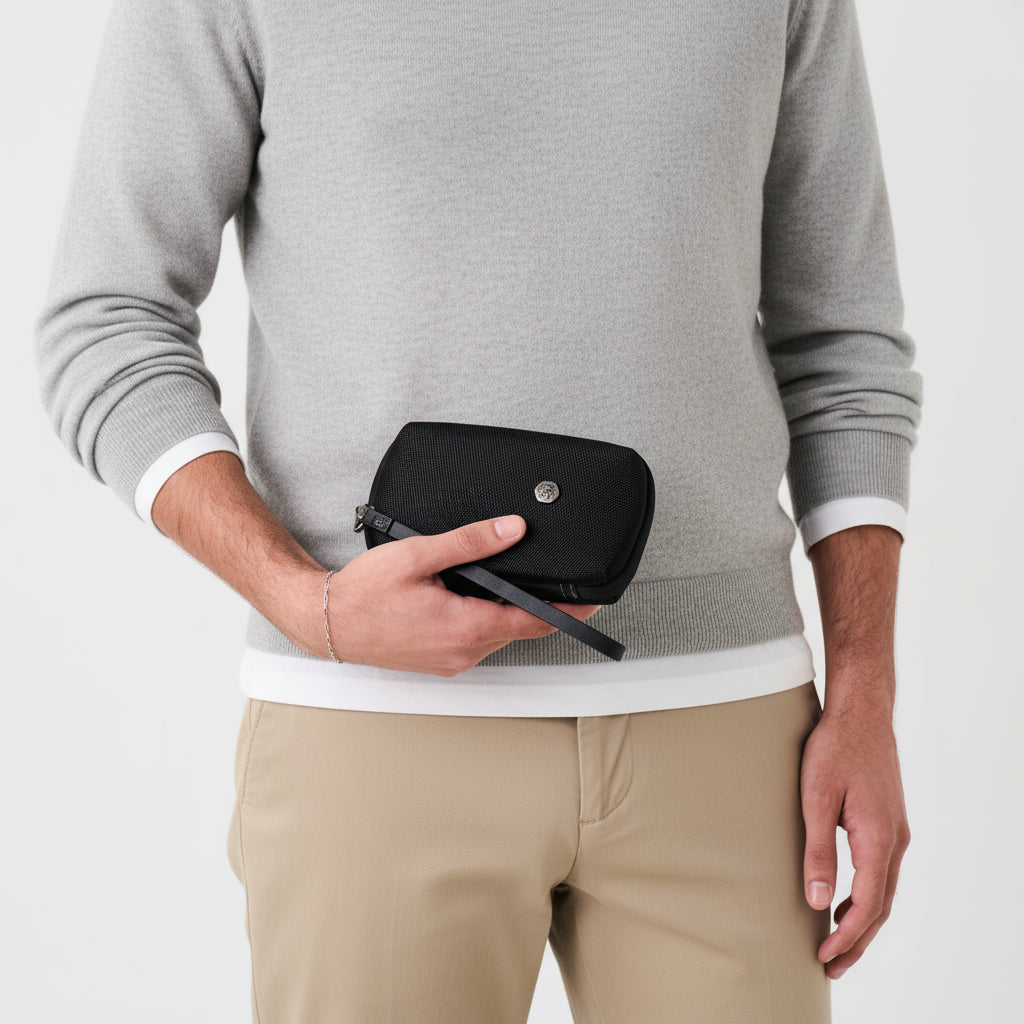 Nylon Zip Around Cable Pouch, Black