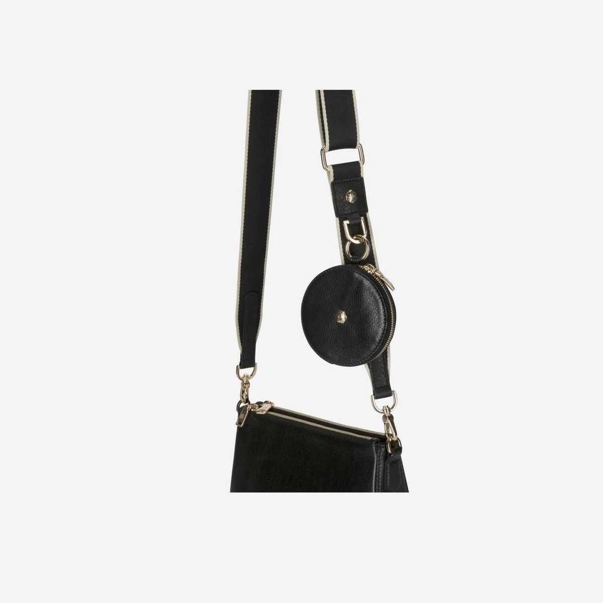 Geneva Shoulder Strap, Black Stone (Light Gold Fitting)