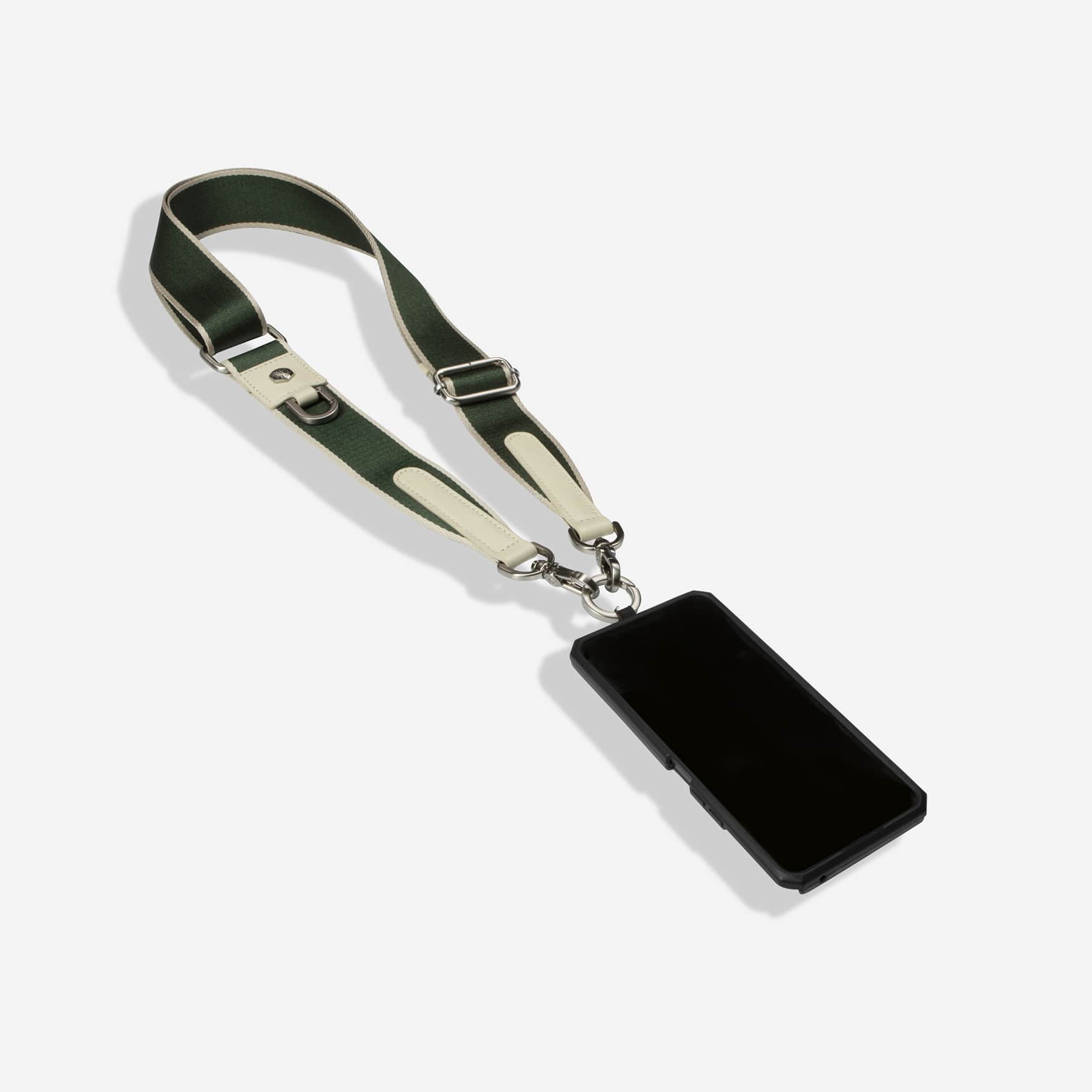 Geneva Shoulder Strap, White Green Stone (Silver Fitting)