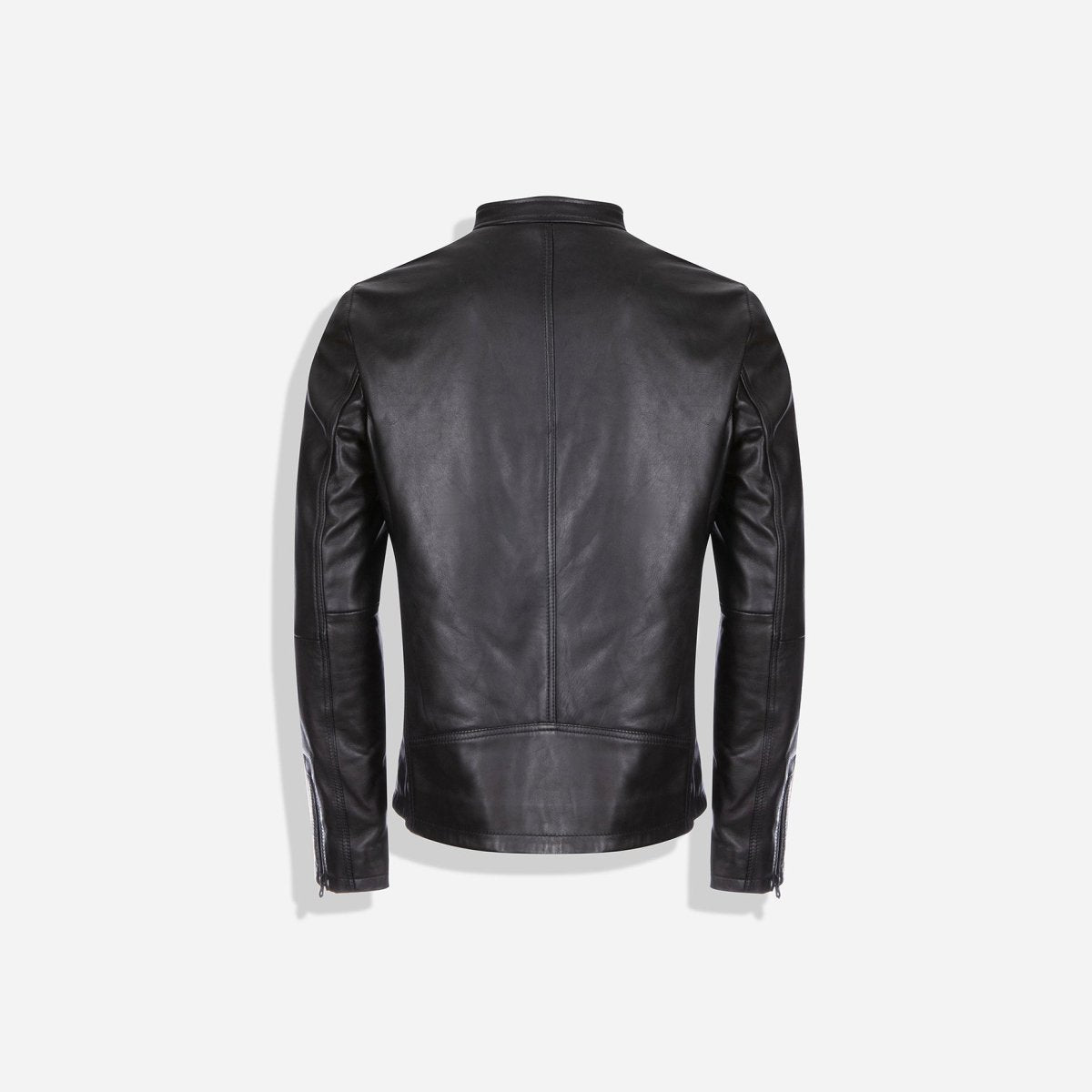 Mandarin Collar Leather Jacket