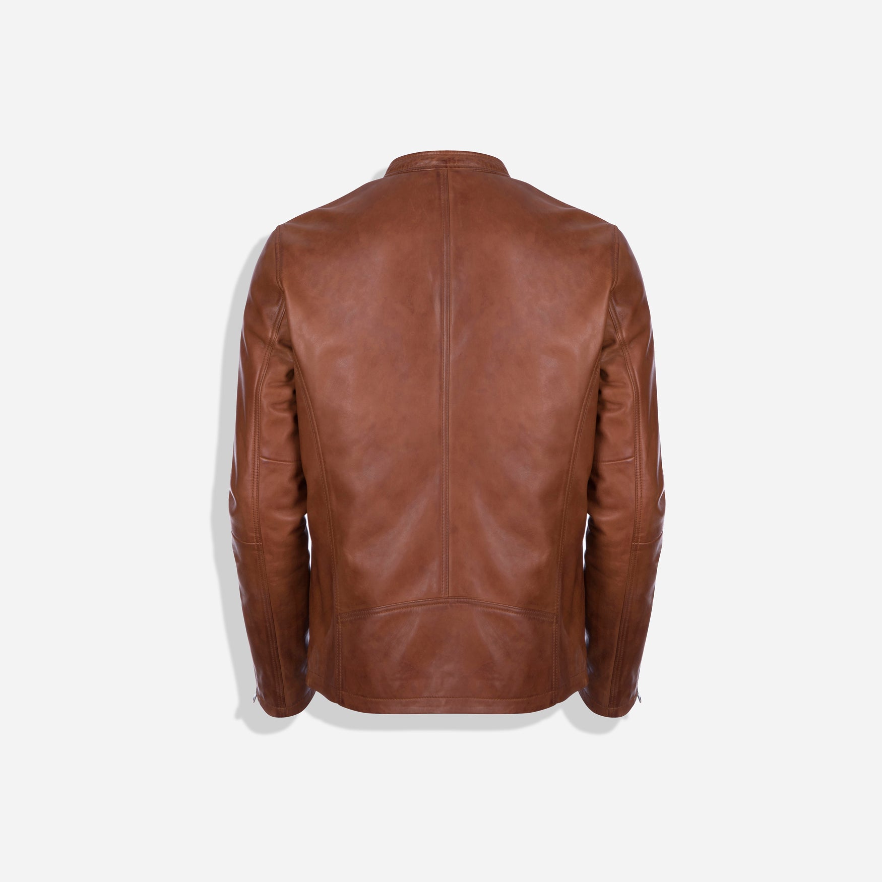 Mandarin Collar Leather Jacket, Chestnut - Jekyll and Hide SA