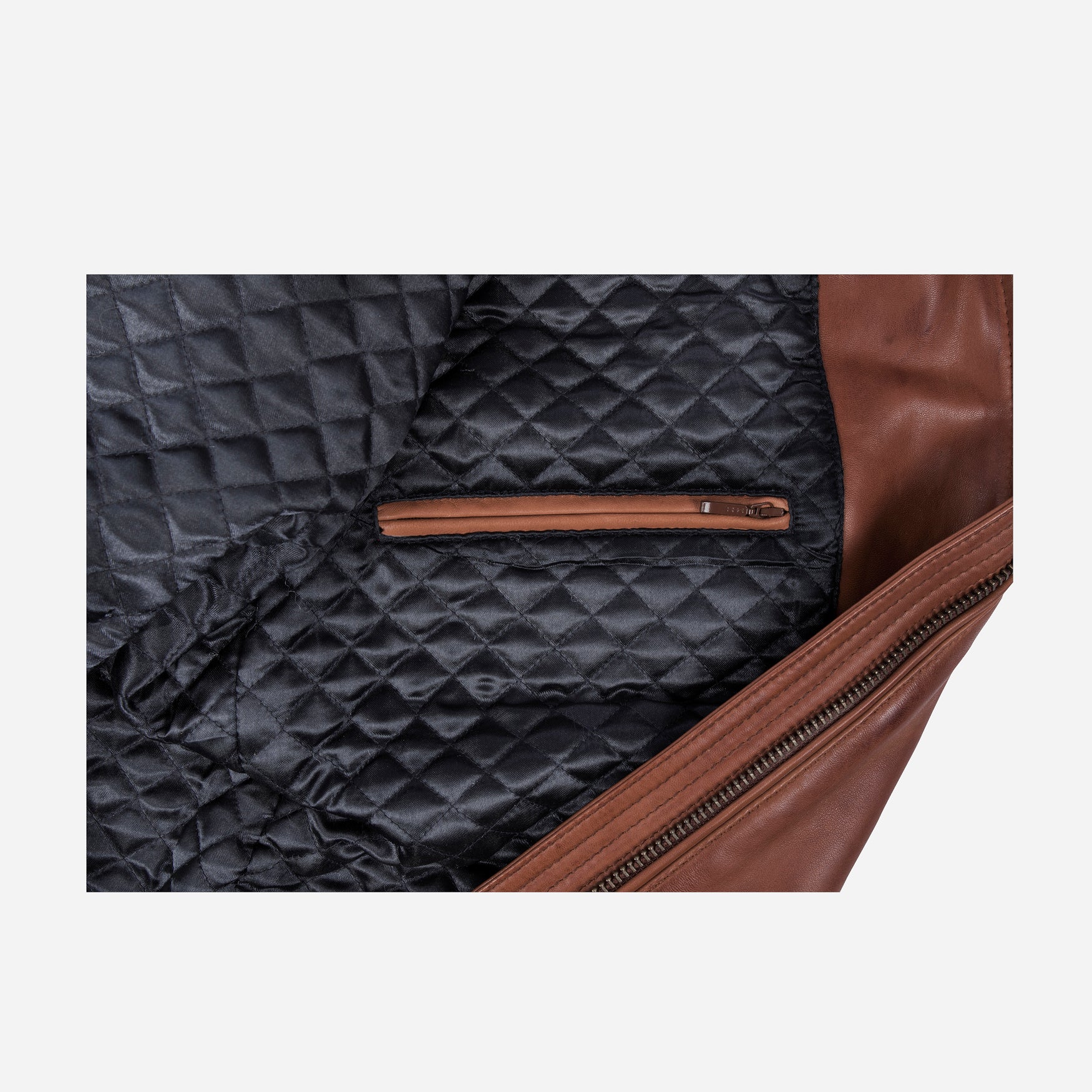 Mandarin Collar Leather Jacket, Chestnut - Jekyll and Hide SA