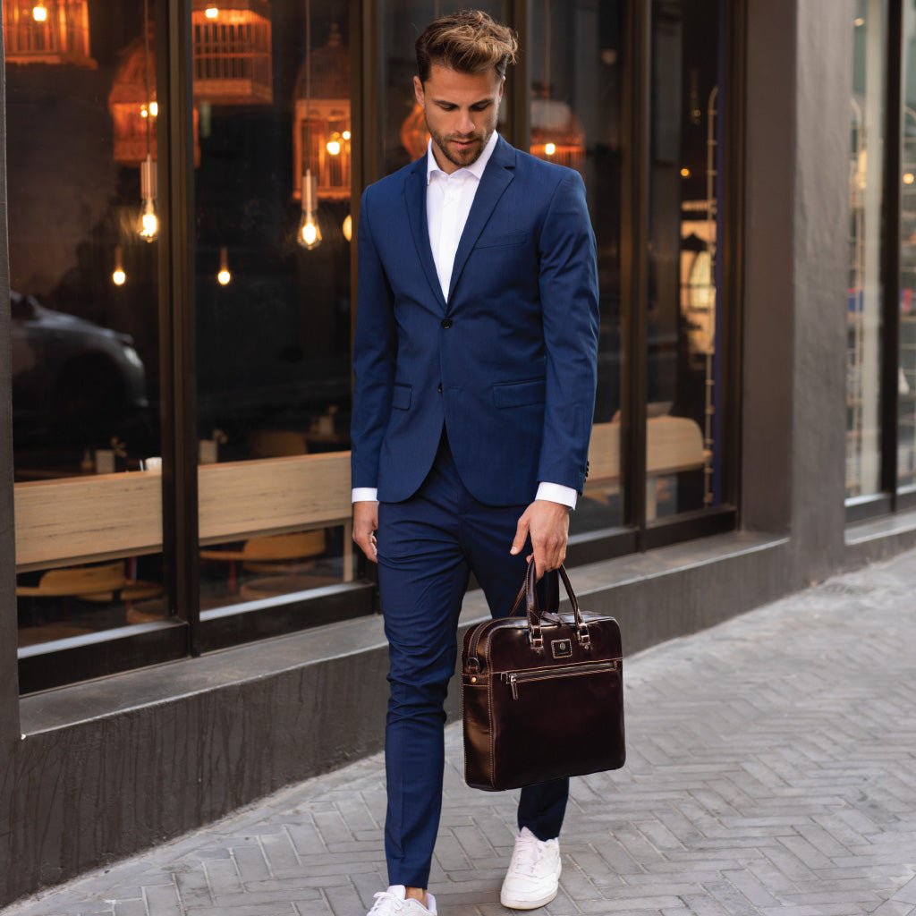 Slim Zip Top Briefcase, Tobacco - Jekyll and Hide SA