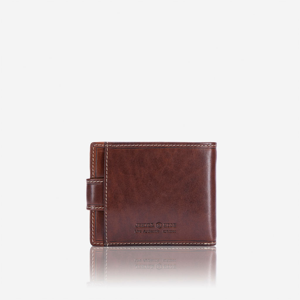 Oxford Billfold Wallet with Coin and Tab Closure, Coffee