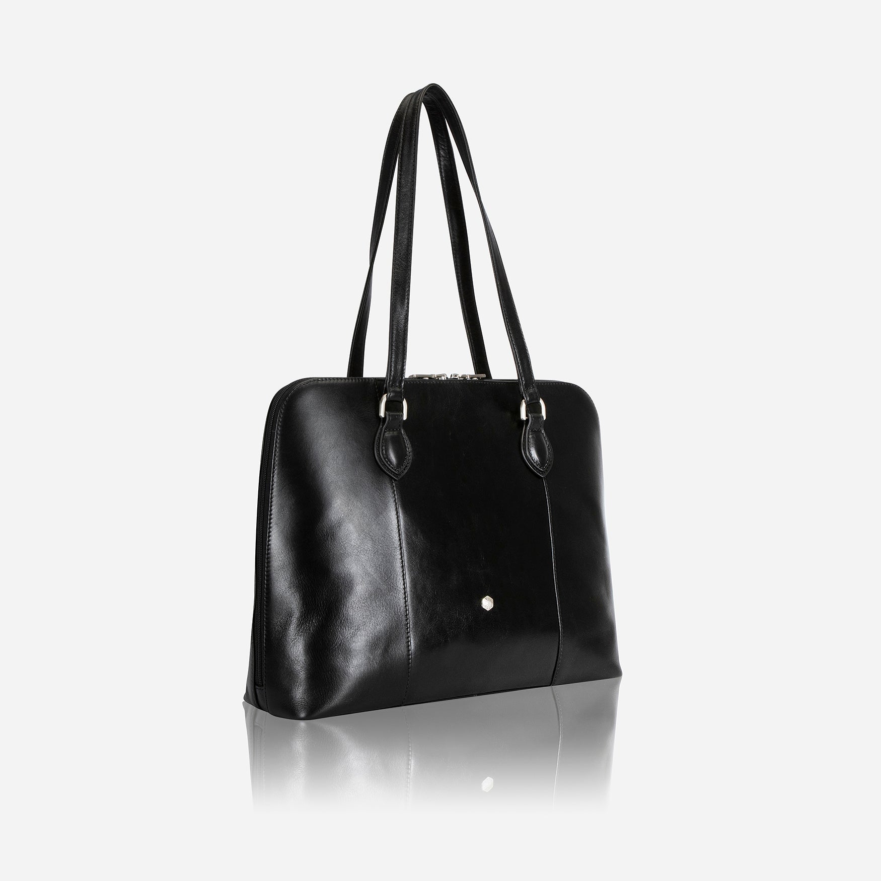 Medium 15" Leather Laptop Handbag, Black
