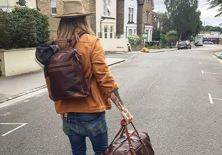 Model Ricki Hall is all set for his yoga retreat with our Soho holdall and back pack