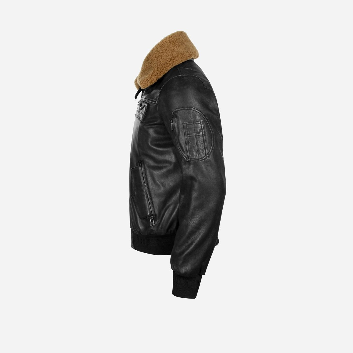 Maverick black men's leather jacket by Jekyll & Hide - close-up detail