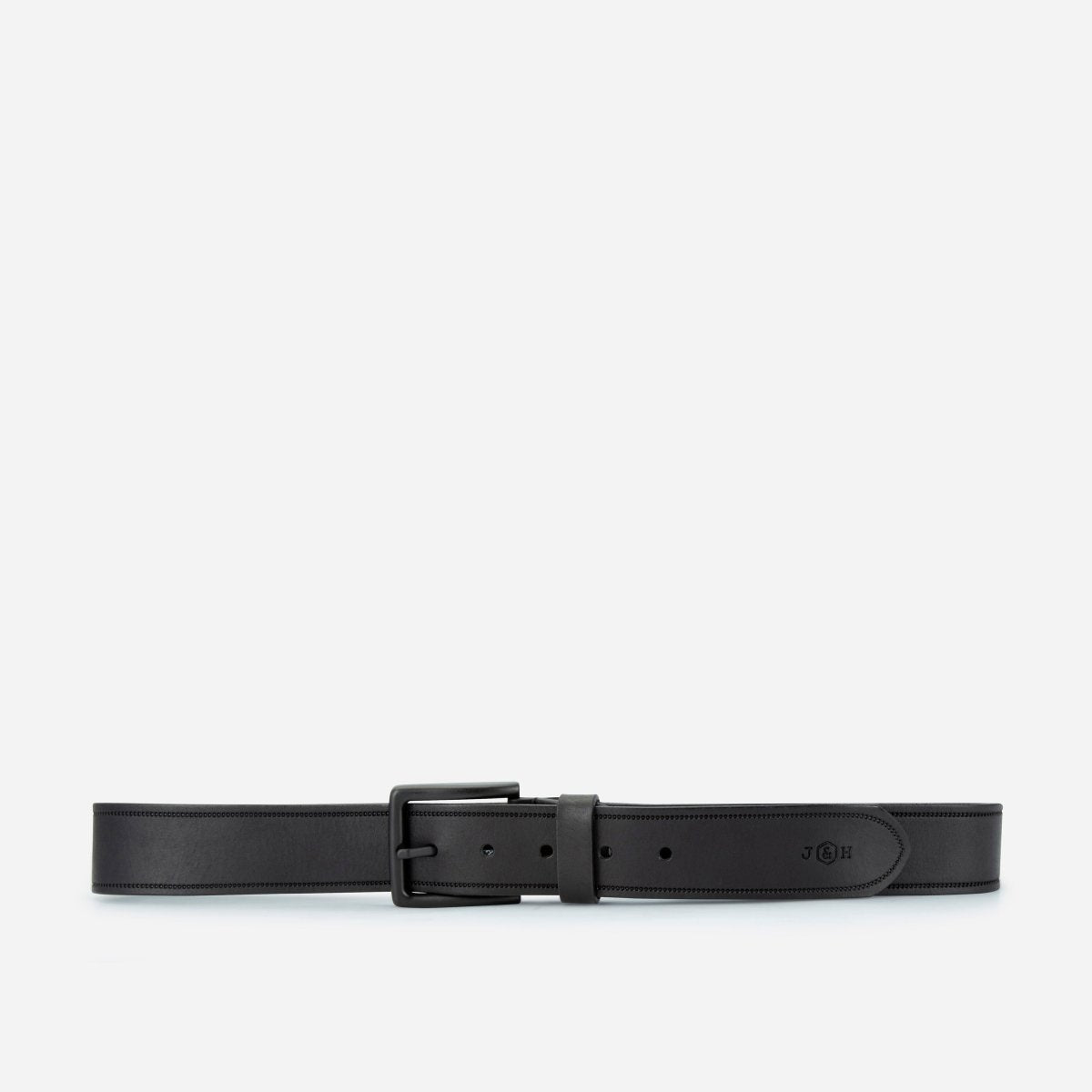 Melbourne black men's leather belt by Jekyll & Hide - side view