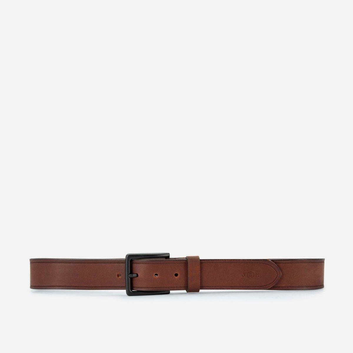 Melbourne black men's leather belt by Jekyll & Hide - close-up detail