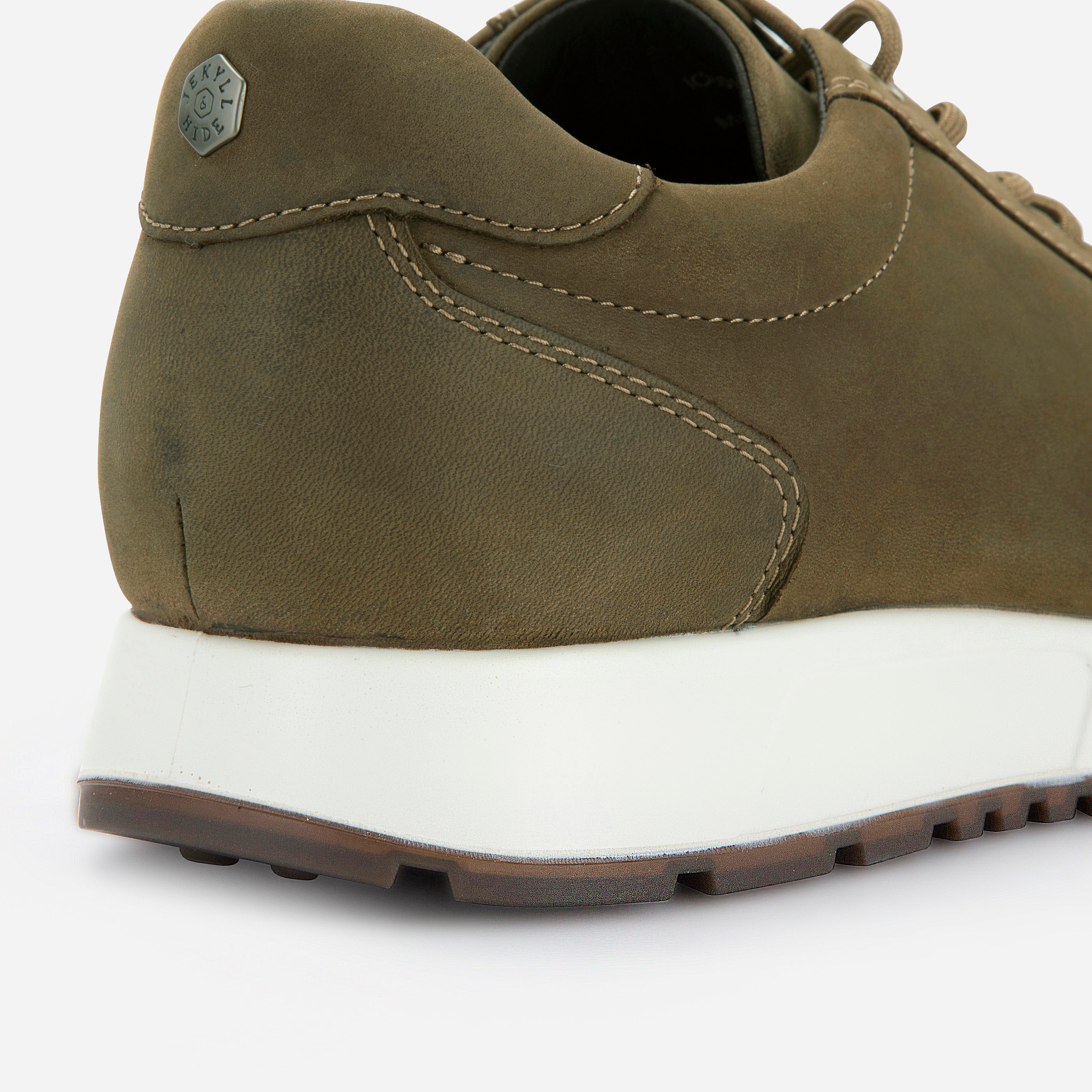 Khaki leather sneaker, sole detail – Jekyll & Hide