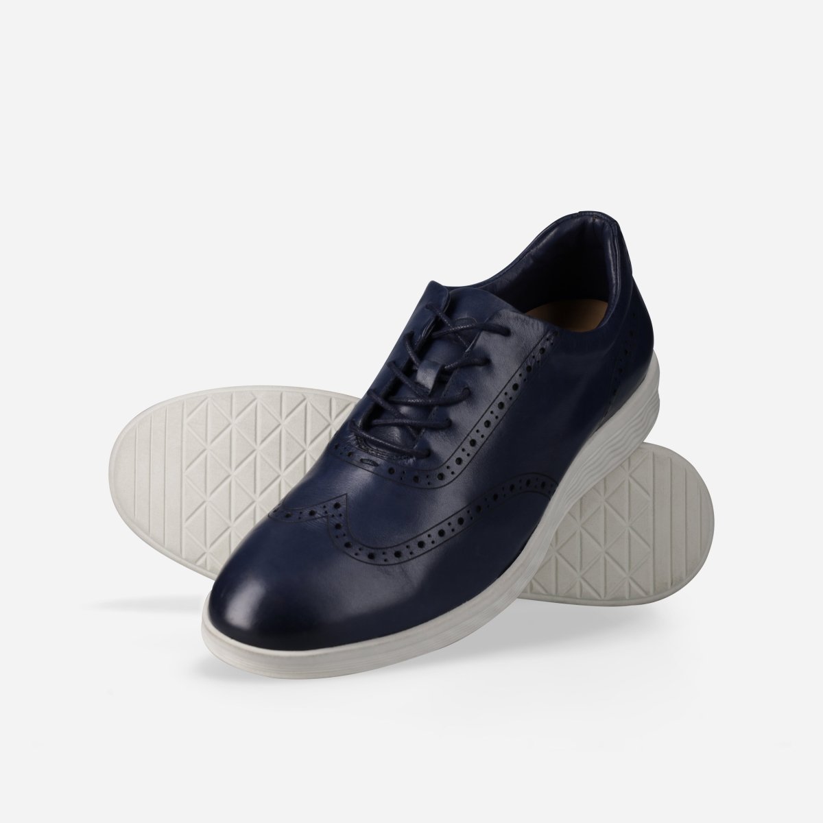 Beaumont navy men's leather sneakers by Jekyll & Hide - side view