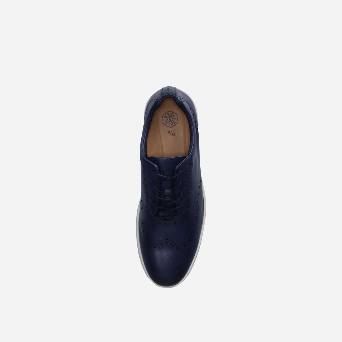 Beaumont navy men's leather sneakers by Jekyll & Hide - back view