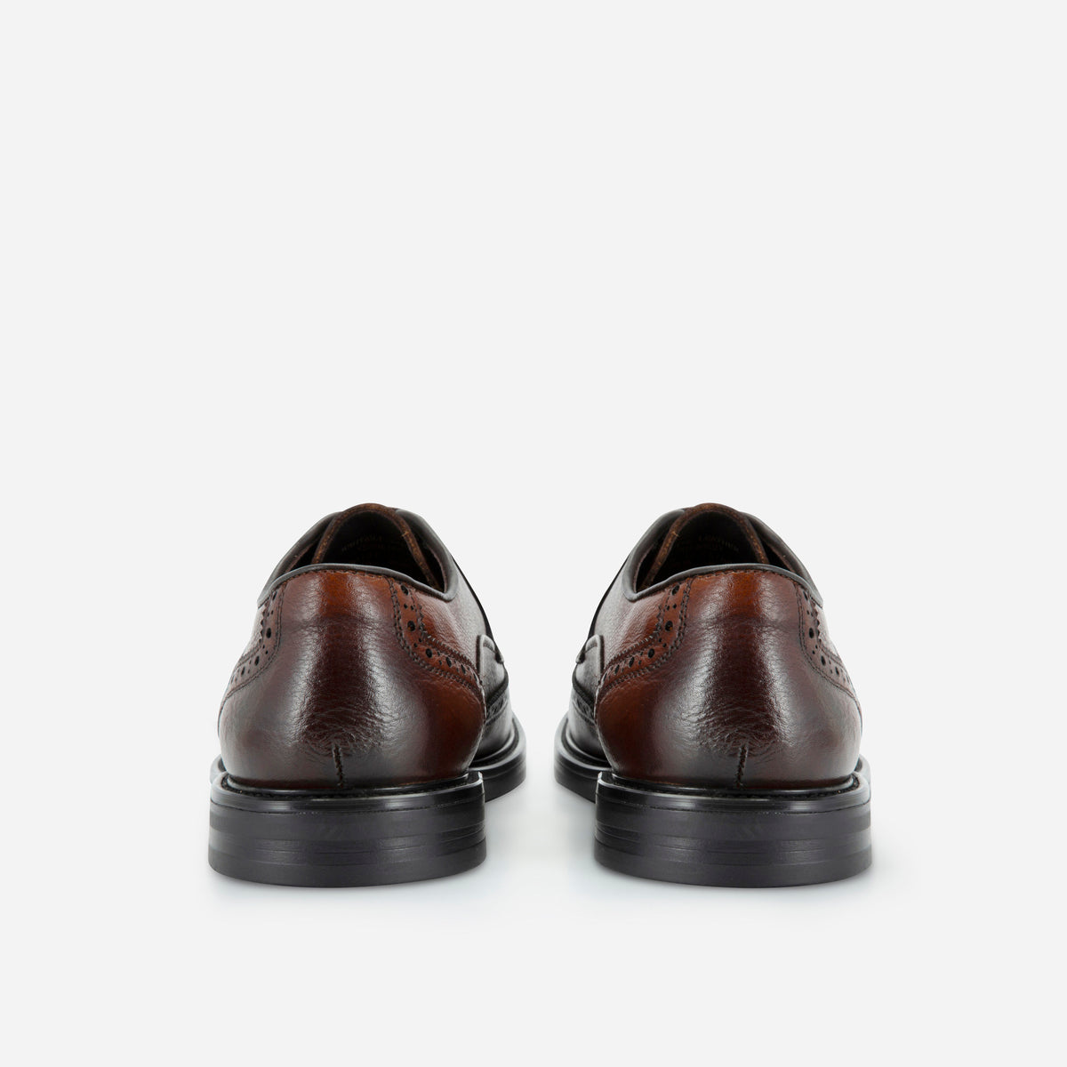 Brown leather brogue dress shoes, heel view, Jekyll & Hide