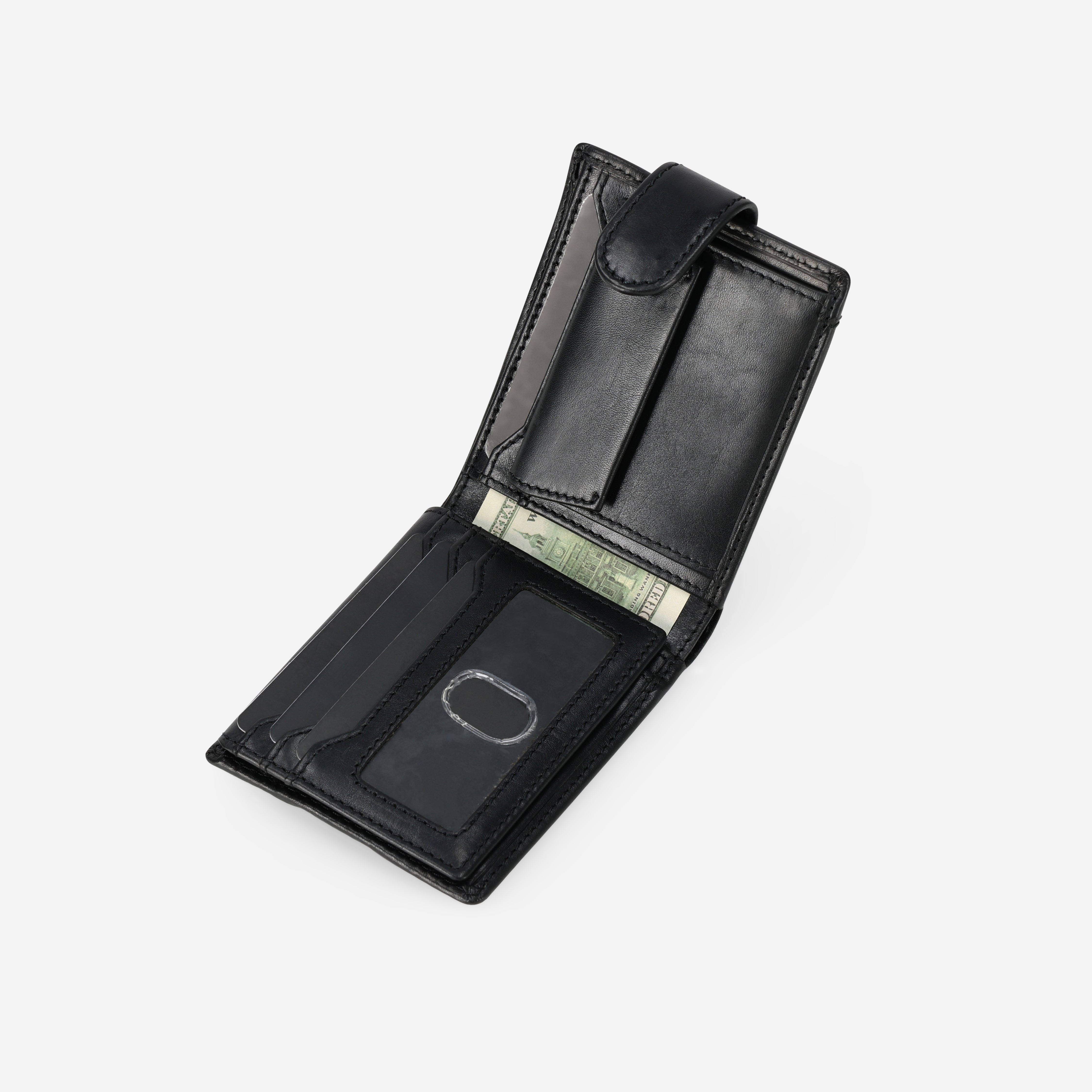 Bifold Wallet with Coin and Tab Closure