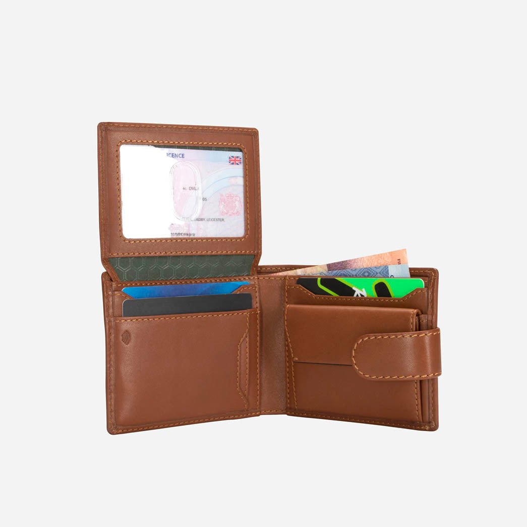 Bifold Wallet with Coin and Tab Closure