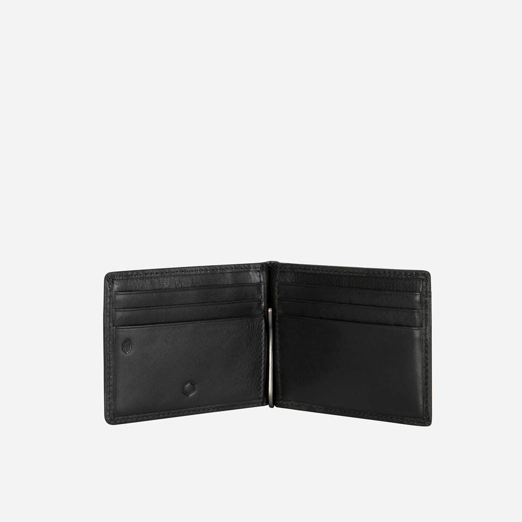 Jet Black Leather Money Clip Wallet Jekyll Hide