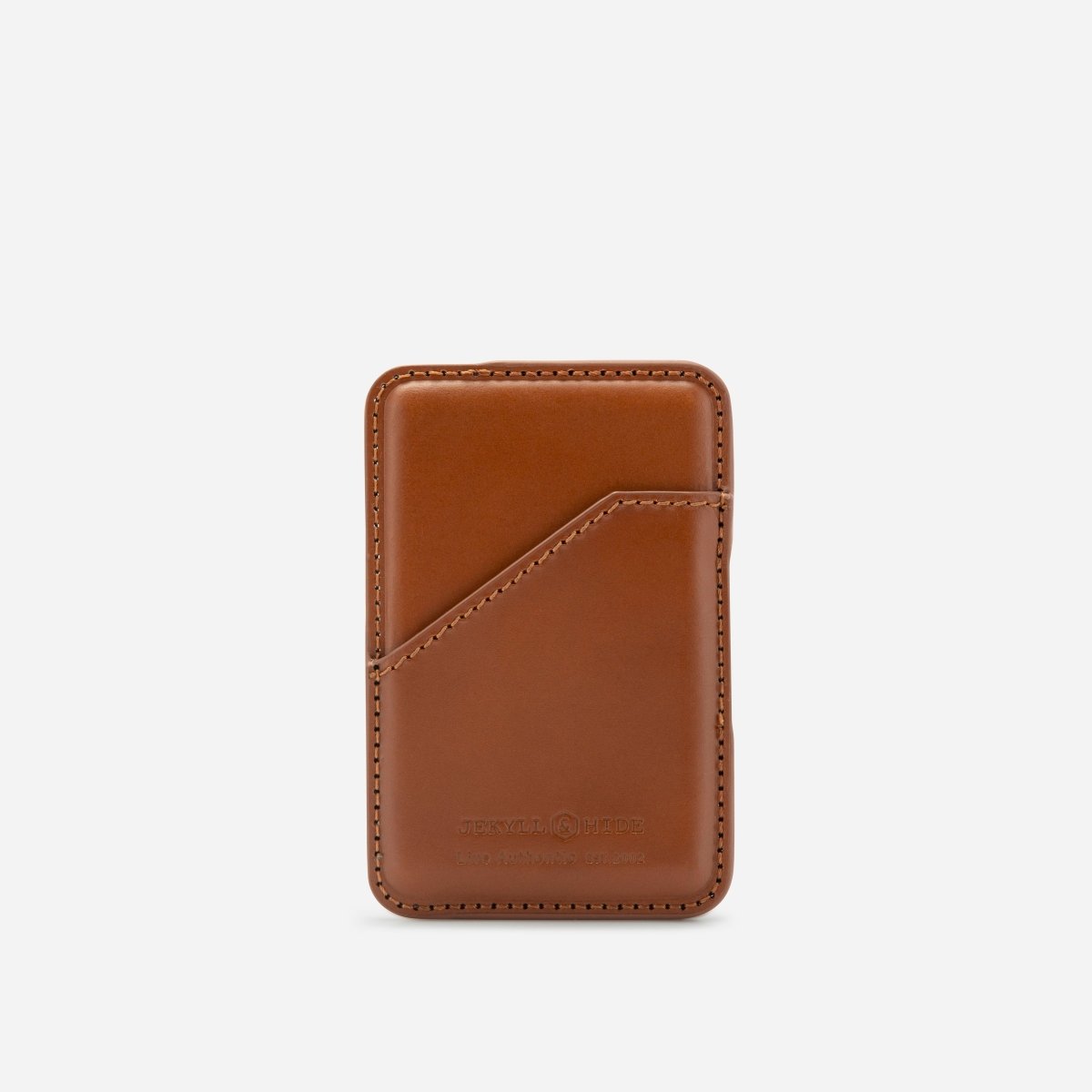 Brown leather cardholder on a white background